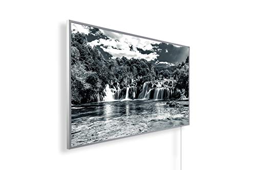 Könighaus - Calefacción por infrarrojos (calidad HD, con más de 200 imágenes de alta definición, con termostato, programa de 7 días, 800 W, marco blanco), color negro