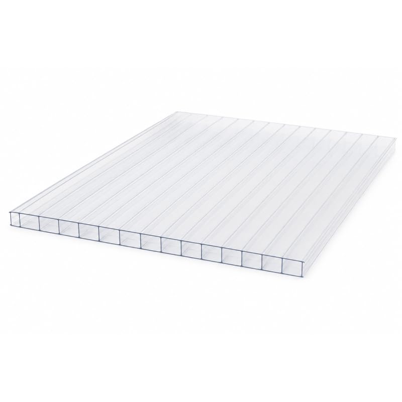 Policarbonato Alveolare 16 mm 200x98 cm Trasparente 2 Pezzi