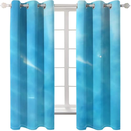 Homxi Cortinas Blackout Comedor 2 Piezas,2 x 137W x 229H CM,Cortinas de Balcón con Ojales Mar Cortina para Ventanas Azul