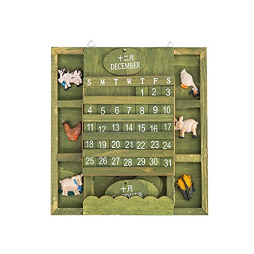 LTCTL Calendrier Mural Calendrier Mural Création Méditerranéenne Style Wallmount en Bois Cubes de Cubes réglables en Bois Calendrier perpétuel Calendrier Cadeau commémoratif Cover