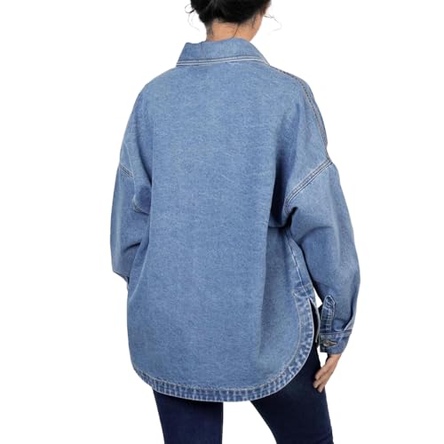Women's Denim Jacket Casual Long Sleeve Denim Shirts Distresse Jean Jacket 2025 Spring Outfits2