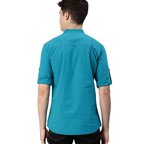 Image of Urbano Fashion Men's Cotton Full Sleeve Casual Shirt with Mandarin Collar Slim Fit
