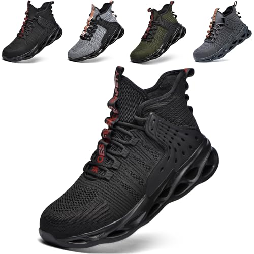 PJZHJI Arbeitsschuhe Herren Damen Sicherheitsschuhe Leicht Stahlkappenschuhe Sportlich Atmungsaktiv Arbeitsschutzschuhe Schutzschuhe mit Stahlkappen 787 Black 43
