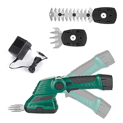 Cisaille à Gazon sans Fil 7,2 V et Taille-Haie Portable, Coupe-Bordures Électrique sans Fil, avec Batterie Rechargeable de 1300 mAh et Chargeur e 2 Lames Différentes, pour Cour/Jardin/Pelouse