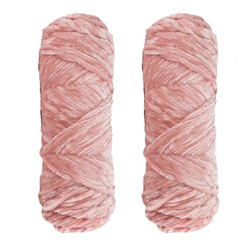 2pcs Yarn Velvet Knitting Yarn Soft Crochet Ball Craft Multi Colors, Ideal for Beginners Kids Crafts (Baby-Pink)
