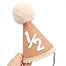 SYESQL Baby Half Birthday Cone Hat - Baby 1/2 Birthday Hat, Six Months Party Hat Outfit, Half Way to One Party Supplies (1/2 Cone Hat Brown)