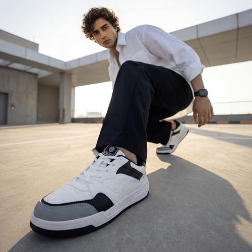 Image of Bacca Bucci Matrix Men's Low-Top Court Sneakers | Lace-Up Casual Streetwear Shoes with Textured Toe Guard