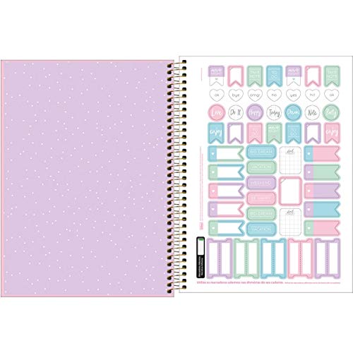 Caderno de 10 Matérias Capa Dura 2020 Happy 160 Folhas - Pacote com 4, Tilibra, 30.544-8, Multicolor