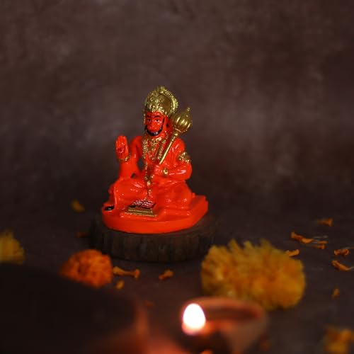 Estatua de Lord Hanuman color naranja 8 cm miniatura 5