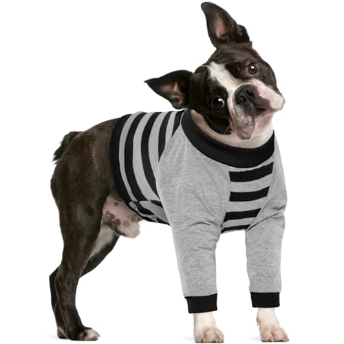 FUAMEY Dog Recovery Sleeve with Elbow Protector,Dogs Shirt Stop Licking Joints,Pet Long Sleeve Suit Protecting Dog's Front Leg Arm Wounds Cover Skin Conditions Black Stripes M