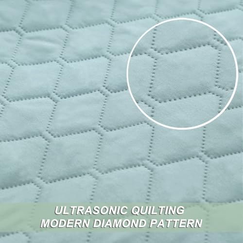 Exclusivo Mezcla Reversible Full Queen Quilt Bedding Set with Pillow Shams, Lightweight Quilts Queen Size, Soft Bedspreads Bed Coverlets for All Seasons - (Light Blue, 90"x96")