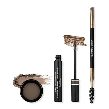 Billion Dollar Beauty Color & Control Tinted Brow Gel Kit, Black/Raven - Brow Powder & Applicator, Waterproof Long-Lasting Brow Makeup to Shape, Fill & Define, 3-Piece Set