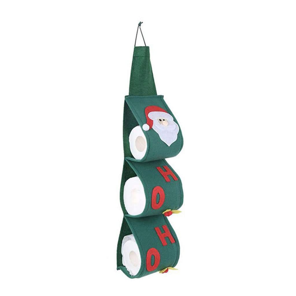 HZBB Christmas Roll Storage Bag Santa Towel Holder Papers Organizer Santa Paper Bags