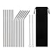 Produktbild DoDoLar Edelstahl Strohhalme Wiederverwendbare 12er Set Metall Trinkhalme Mit 2 Reinigungsbürsten, Umweltfreundlich, Ungiftig, Waschbar, Ideal Für Cocktail, Kaffee, Eistee
