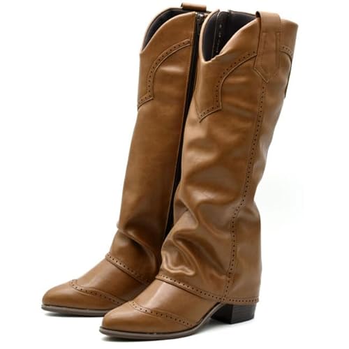 [by あしながおじさん by ashinagaojisan］カバーブーツ ウエスタンブーツ スカートブーツ レディース 8990035 ライトブラウン