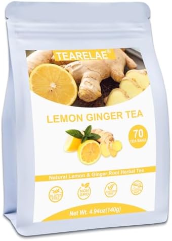 TEARELAE - Lemon Ginger Tea, 70 Count, Ginger Root & Lemon & Lemongrass