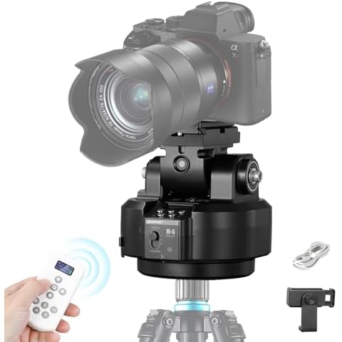 Soonpho M6 Auto Face Tracking Motorized Rotating Panoramic Tripod Head, Remote Control 360° Pan Tilt Head with Mobile Phone Clip for DSLR Cameras, Camcorders, Smartphones, Tripod Cover