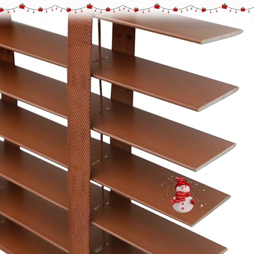 Holz Jalousien Fenster Innen, Sonnenschutz Lichtschutz Plissee, 50mm Lamellen Holzjalousie für Fenster und Türen, Horizontale Jalousien, Sonderanfertigung 60/70/80/90/100/110/120/160cm(Dark Walnut)