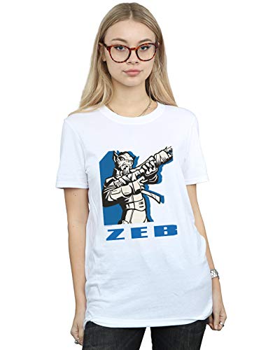 Star Wars Women's Rebels Zeb Boyfriend Fit T-Shirt White Medium