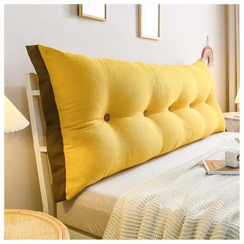 Image of Headboard Reading Pillow Large Bed Pillow Sofa Reading Pillows Double /Single bed Bolster Long Backrest Pillow Couch Back Cushions Headboard Cushion Lumbar Support Pillow. (Yellow, 200 inchx50 inch)