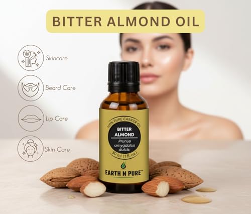 Image of Earth N Pure Bitter Almond Oil (Badam Oil) Cold Pressed, Therapeutic Grade for Body, Skin, Hair 200 ml