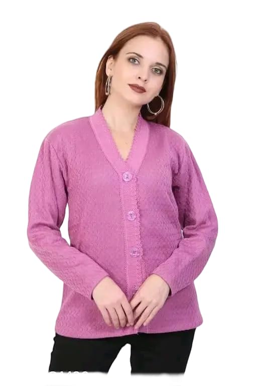Winter Soft Knit Solid Purple Pullover for Women-picture-52