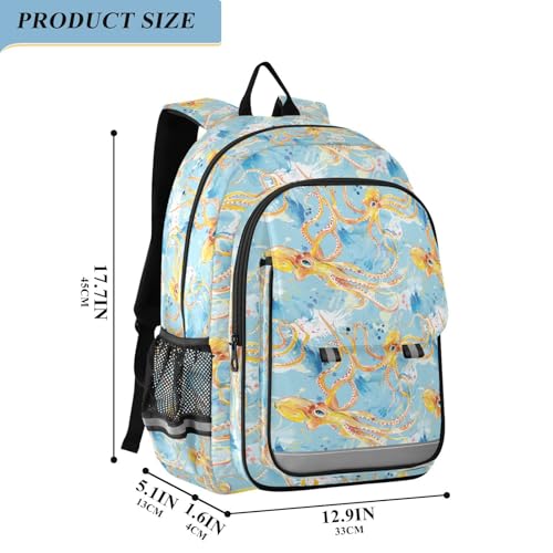 camping backpack for kids boys 8-12: modern bookbag for men in assorted colors - Watercolor Ocean Animal animal sea Lemon Sky Blue2