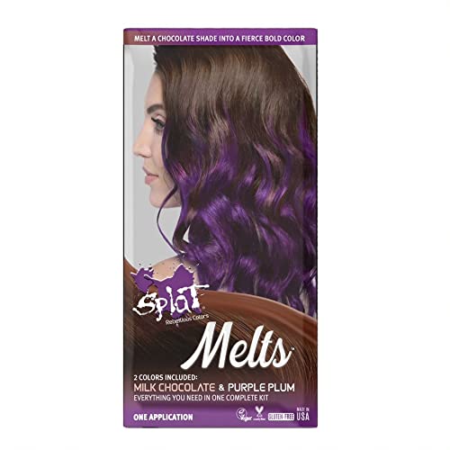SPLAT MELTS COMPLETE KIT WITH BLEACH AND 2 SEMI-PERMANENT HAIR COLORS (Purple Plum & Milk Chocolate)