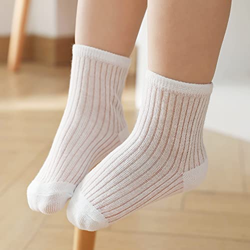 Vwu Baby Socks Cotton Ankle Breathable Mesh Thin Summer Socks For Infant Toddler Girl Boy 10 Pack 0-5T (10 Solid Color, 3-5T) #TOP5