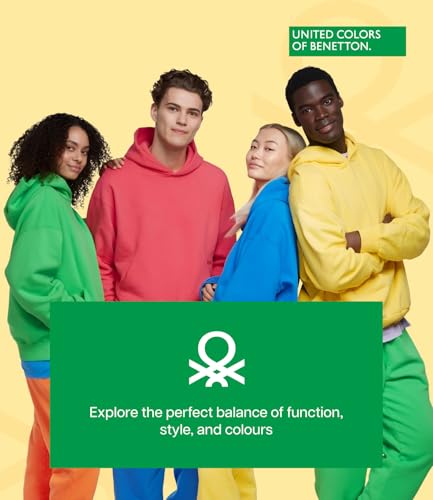 Image of United Colors of Benetton Cotton Hoodies for Men | Pullover | Winter Wear | Zipper Hoodie | Hooded Sweatshirt | Full-Zip with Kangaroo Pockets | Mens Jackets