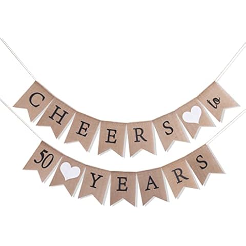 Cheers to 50 Years Burlap Banner - 50th Birthday Decorations, 50th Anniversary Decorations, 50 Years Loved, 50th Anniversary Banner, Best 50th Birthday Banner Cover