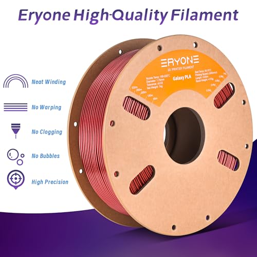 Image of ERYONE Sparkly Galaxy Glitter Red PLA 3D Printer Filament 1.75mm 1kg (2.2LBS) /Spool
