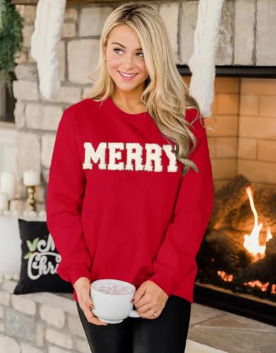 Merry Chenille Letter Oversized Christmas Sweatshirt - Image 4