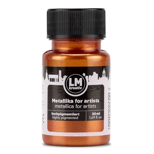 LM-Kreativ Metallika for Artists 50 ml - Bronze - Metallic Acrylfarbe/Bastelfarbe. Für kreative Projekte auf Holz, Leinwand, Keramik. Hochdeckend, lichtecht. Für Künstler und Bastler