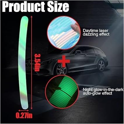 Image of REDWIND Anti-Collision Glow in The Dark Wheel Rim Stickers Night Reflective Tape Warning Sticker for Decoration Universal for All Cars Bikes Motorcycles Bicycle Trucks and etc(20 Strips) (Florescent)