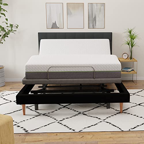 Blissful Nights E3 Adjustable Bed Frame And 12 Inch Copper Infused Cool Memory Foam Mattress Medium Firm Feel Certipur-Us Certified (Full), White #TOP1