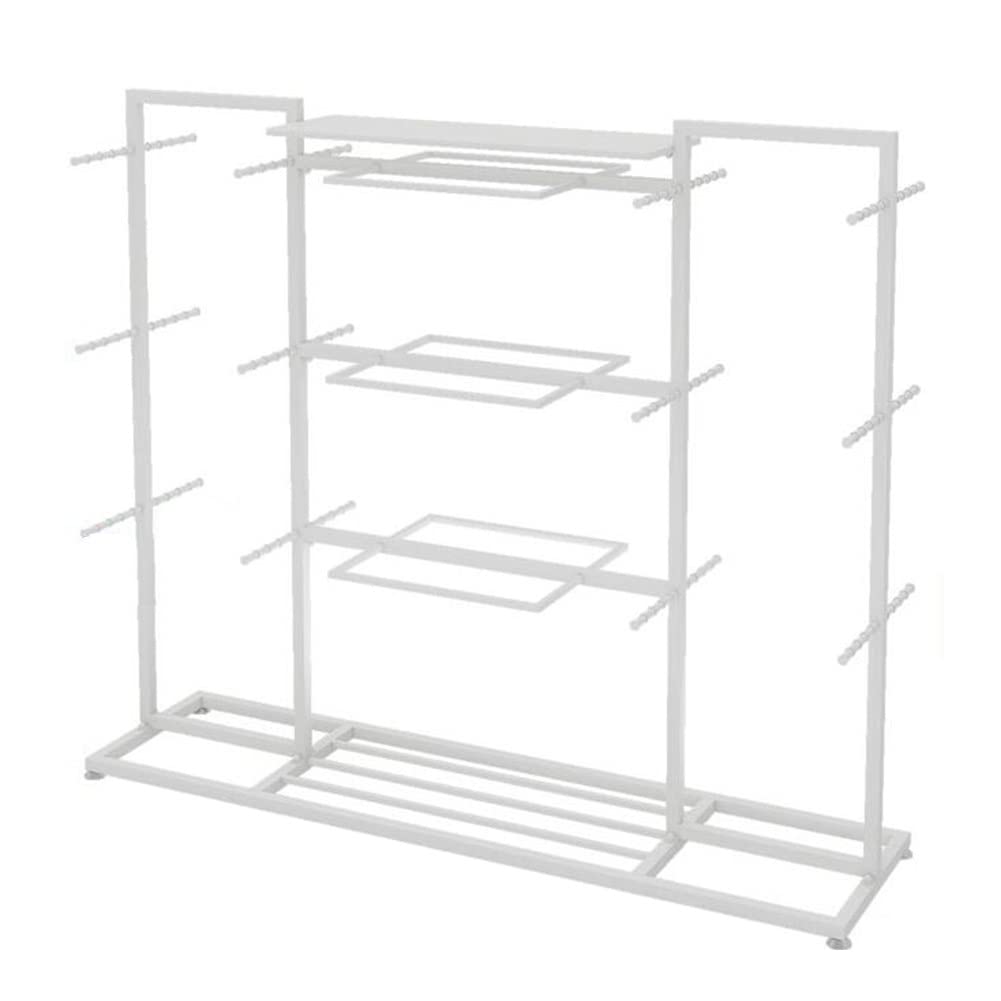 Wieszaki na ubrania do sprzedaży detalicznej, wytrzymałe metalowe wieszaki na ubrania, organizer na bieliznę/biustonosze/stroje kąpielowe/skarpetki, dwustronny (Biały 150x40x135cm)