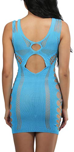 Image of ToBeInStyle Women's Stretch See Through Fishnet Novelty Mini Rave Party Dress