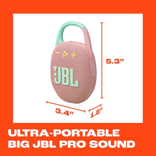 Image of JBL Clip 5 - Ultra-Portable Waterproof Speaker - Pink | Ultra-portable JBL Pro Sound, Redesigned carabiner, Up to 12 hours of playtime plus 3 hours with Playtime Boost