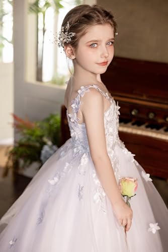 Flower Girl Dresses for Wedding Tulle Beads Princess Pageant Dress Lace Applique Backless First Communion Dress4