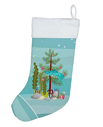 Caroline's Treasures CK4537CS Sword Tail Guppy Merry Christmas Christmas Stocking Fireplace Hanging Stockings Christmas Season Party Decor Family Holiday Decorations