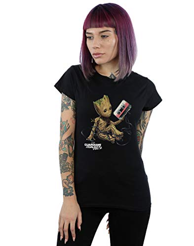 Marvel Women's Guardians of The Galaxy Groot Tape T-Shirt Black Small