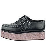 Tipo de suela: goma T-U-K A8638 Negro Glitter Rara Plataforma Envuelto Mondo Creepers Punk Zapatos, Black, 42 1/3 EU