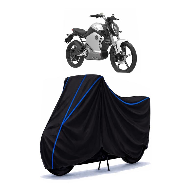 Image of Revolt Electric Bike Cover Water Resistant Universal Motorcycle Rain | Heavy Duty UV Protection, Dust, Scratch Indoor Outdoor All Weather with Black Blue Piping Elastic