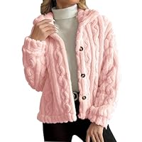 Fleece Jackets for Women Vintage Cable Fleece Trendy Winter Coat Long Sleeve Casual Button Down Fuzzy Warm Outerwear