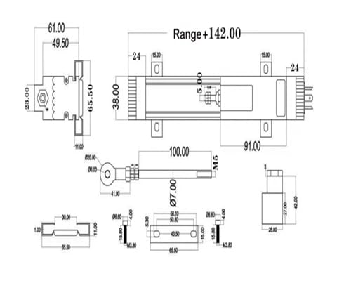 Sensor de desplazamiento lineal de carrera 500mm A2/V2 con diseño de alta resistencia 5