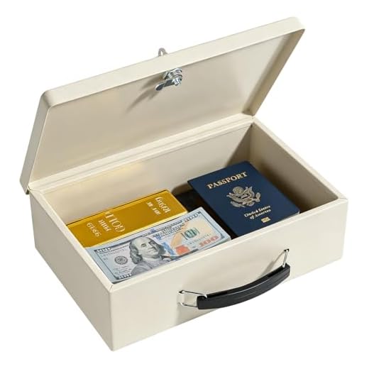 KYODOLED Fireproof Document Box with Key Lock,Safe Storage Box for Valuables,Fire Resistance Security Chest,Fireproof Box for Documents,Passport,Cash,Tablet 12.8'' x 8.4'' x 4.5'' Beige