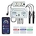 JuviPerpric 3-in-1 WiFi Smart Water Quality Tester, High Precision pH/EC/Temp Monitor with BNC Probe Real-Time APP Alerts & Data Export, pH Controller for Aquarium, Pool, Drinking Water, Lab