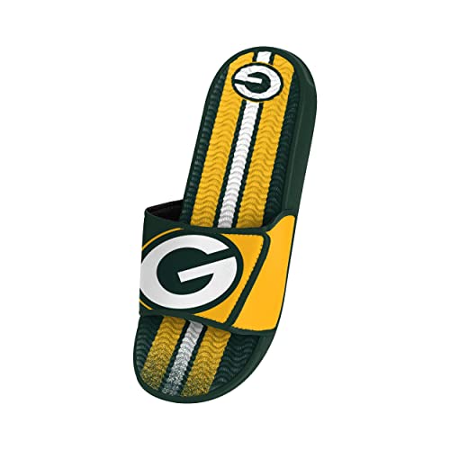 Image of FOCO mens NFL Team Stripe Logo Athletic Sport Shower Flip Flop Sandals Gel Slides
