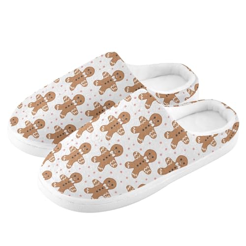 Fuzzy Memory Foam Slippers for Women/Men Cookie Man Snowflake Pattern Fluffy Winter House Shoes Indoor and Outdoor4